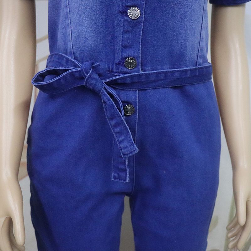 K Damenbekleidung – Overall-Shorts aus Stretch-Denim mit Hotfix-Strasssteinen in Silber und weißen Perlen_voghion.com