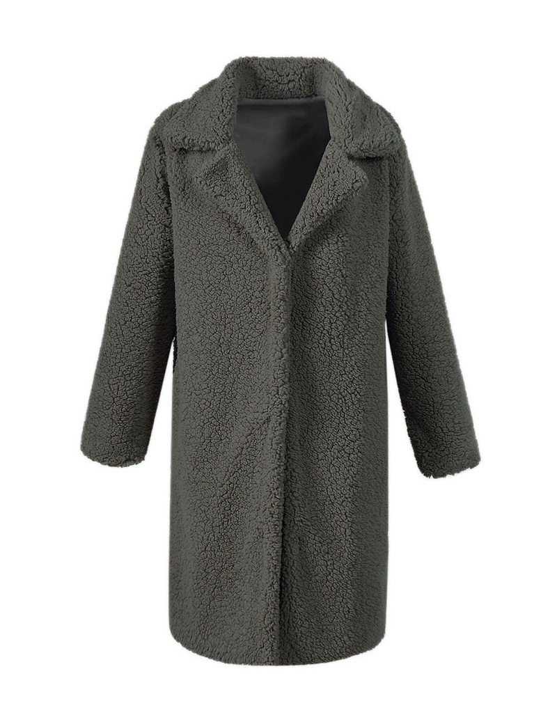 Giacca lunga e calda da donna in velluto a grana autunnale e invernale_voghion.com