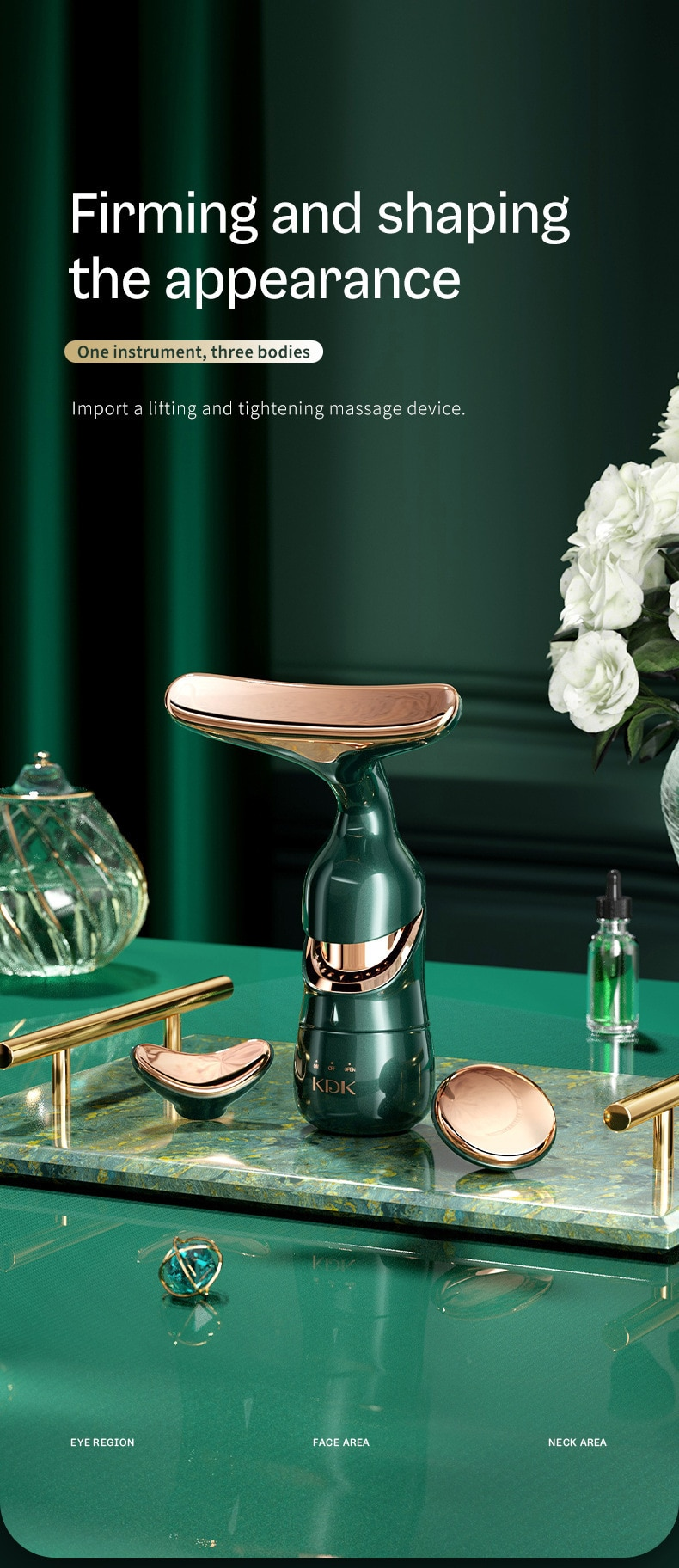 Massaggiatore viso HF a tutto tondo Collo Massaggio lifting occhi viso Ringiovanimento microcorrente Pelle antirughe Ca_voghion.com