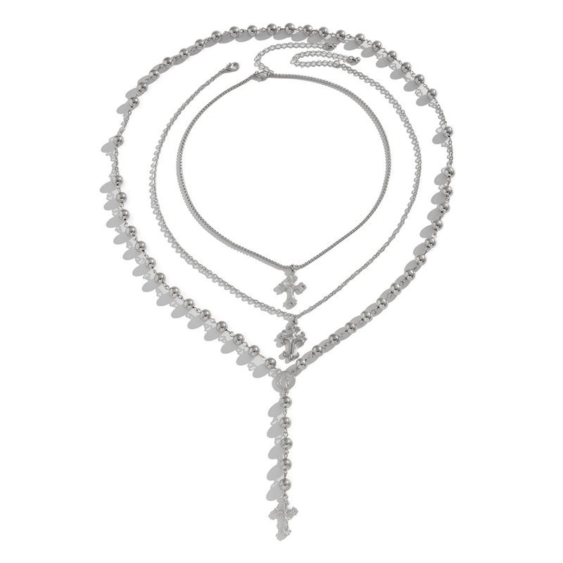 Collana con ciondolo a croce, perline e strati, per uomo, hip-hop, cubano, accessori di alta gamma_voghion.com