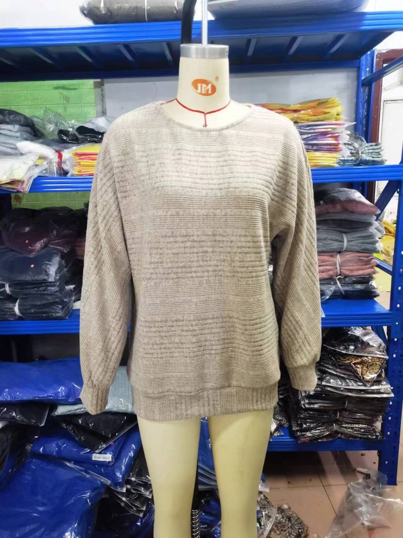 Autumn And Winter New Comfortable Casual Solid Color Long Sleeved Round Neck Patchwork Pullover Top T-shirt For Women_voghion.com