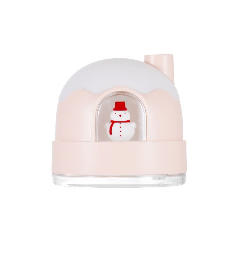 Umidificatore a forma di globo di neve, simpatica luce notturna USB, mini umidificatore d'aria silenzioso per la decorazione della scrivania del dormitorio_voghion.com
