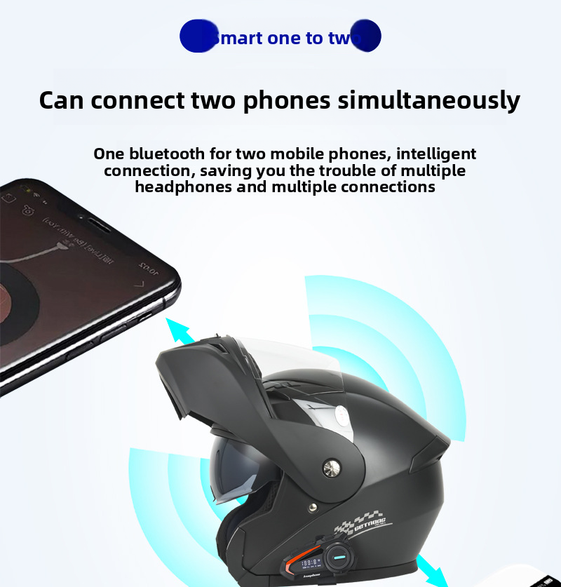 Coolqi Bao Anti-Fog Dual Lens Open Face Motorrad Bluetooth Helm Lange Akkulaufzeit Mit Display Geeignet Für_voghion.com