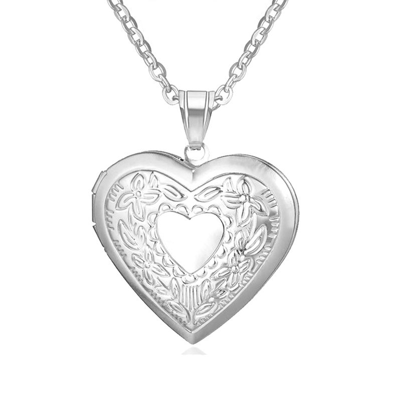 Romantic Heart Locket Pendants Female Gold Sier Color Stainless Steel Memorial Necklace For Women Jewelry Valentine Gift_voghion.com