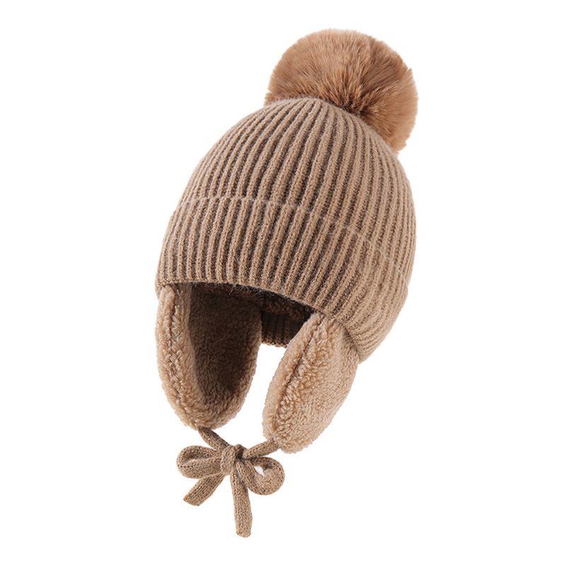 Abbigliamento per bambini Cappello per bambini lavorato a maglia Protezione per le orecchie del bambino e cappello in filo soffice_voghion.com