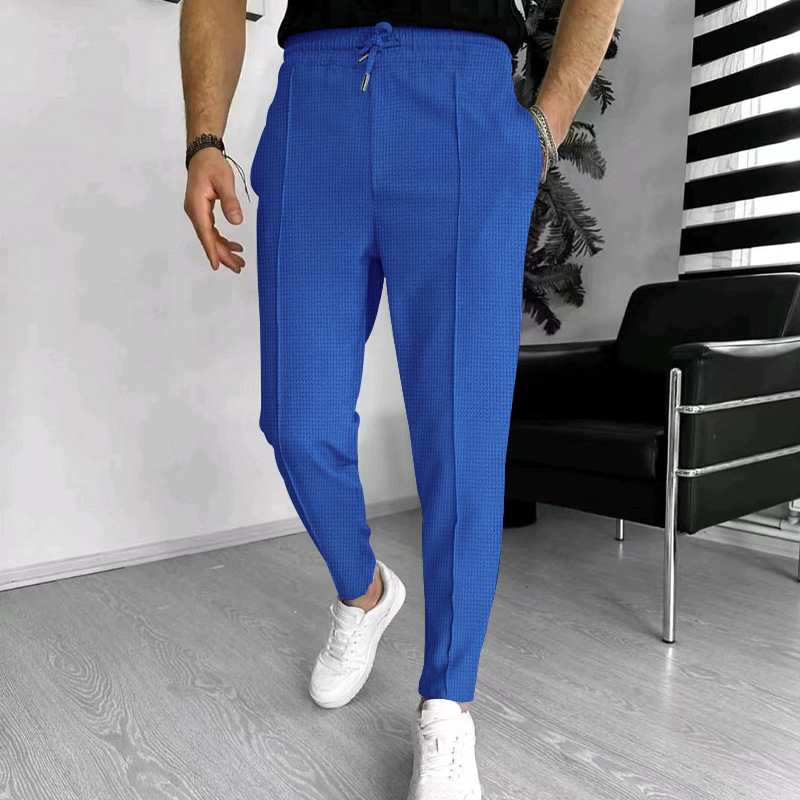 2023 Summer New Men's Waffle Drawstring Sports Casual Pants_voghion.com