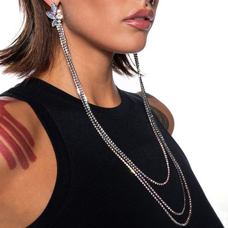 Mode Diamant Ohrringe frauen Trend Persönlichkeit Fransen Ohrringe Party Super Flash Strass Ohrringe Ohrringe_voghion.com