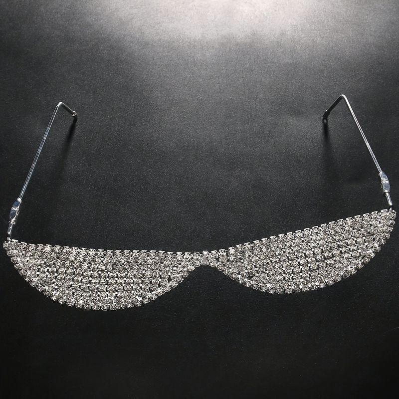Eyeglass frame filled with sparkling crystals, without lenses, metal folding eyeglass frame, facial accessories_voghion.com