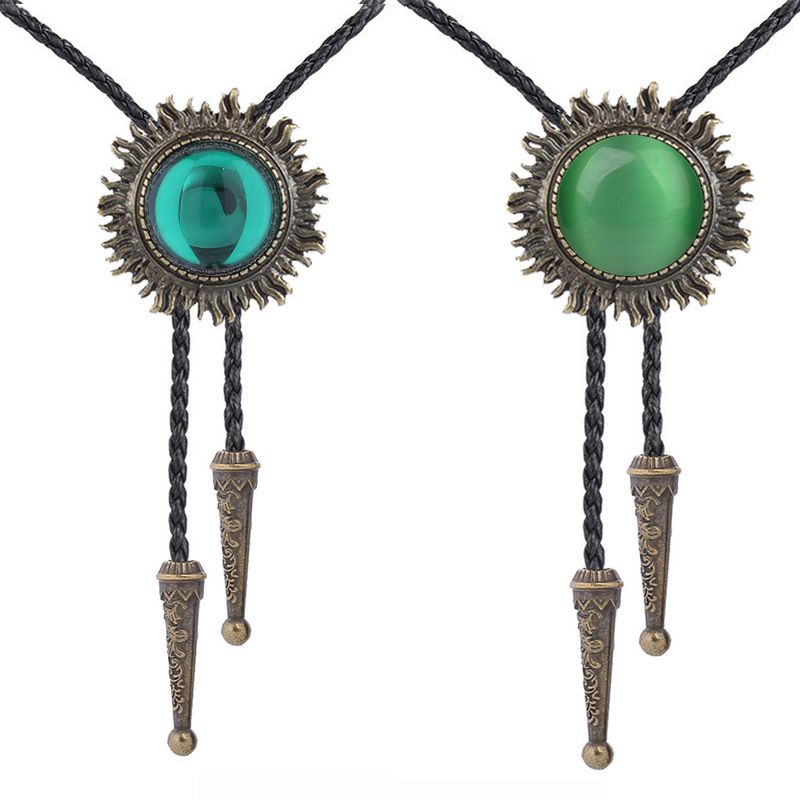 Cravatta a farfalla da uomo in pelle Bolotie con motivo a sole, stile western americano, da cowboy_voghion.com
