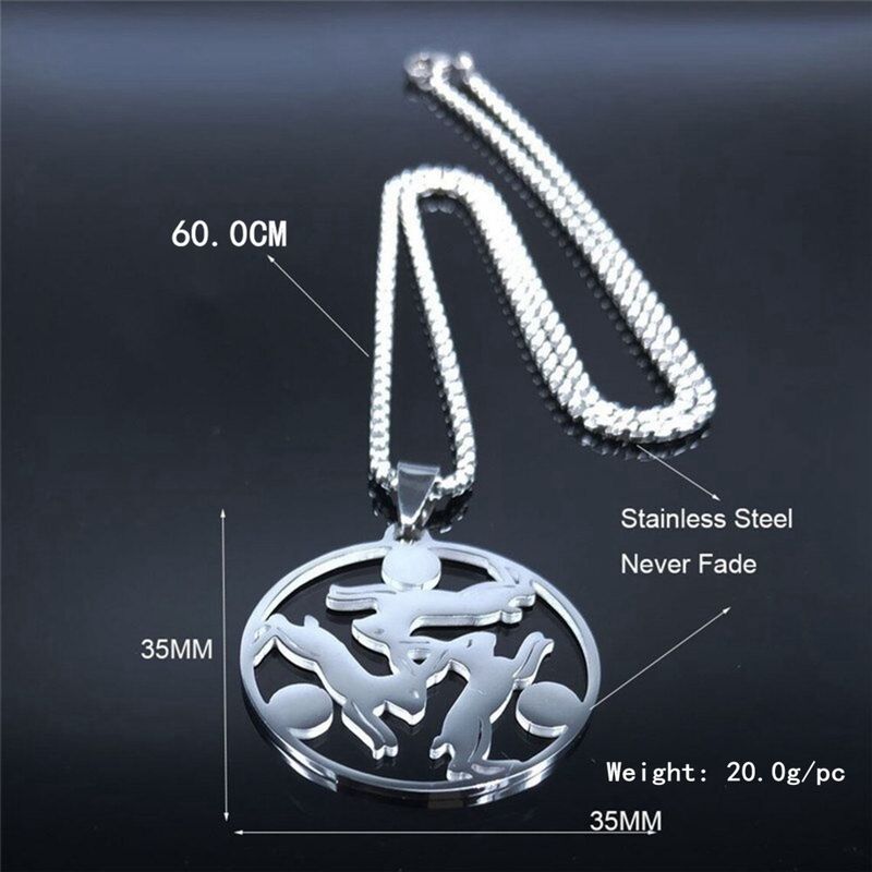 Druid Talisman Celtic Animal Pendant Three Hares Stainless Steel Totem Necklace Easter_voghion.com