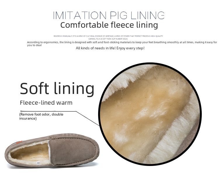 501-3 Winter Heren Bean Schoenen Katoenen Schoenen Rijschoenen Lage Top Mid-mouth Flip-on Warme Platte Casual Leren Schoenen met Fluweel_voghion.com