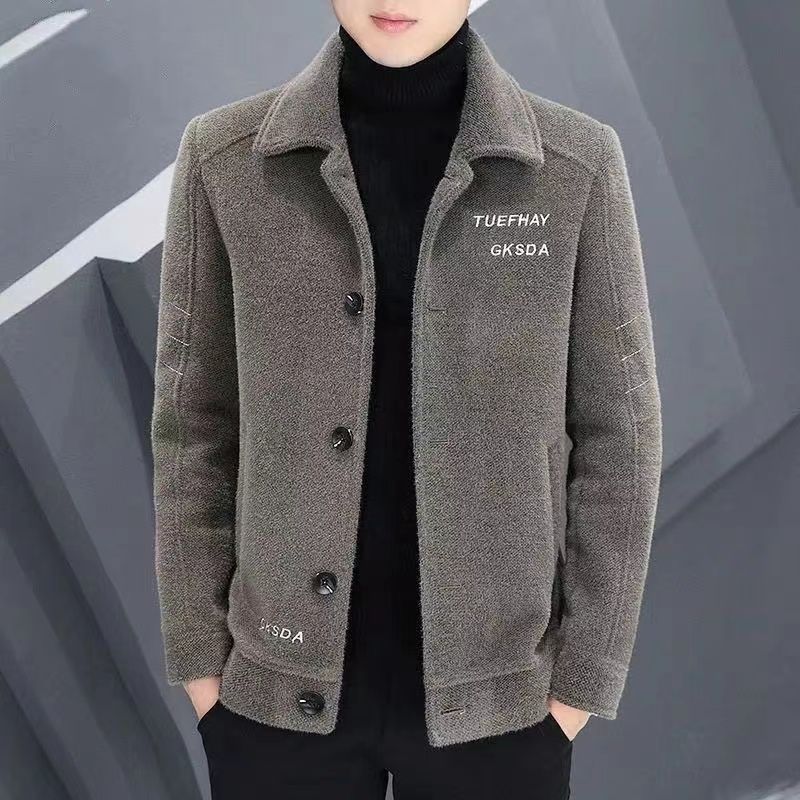 Ropa de hombre Abrigo de lana Abrigo con chaqueta de solapa de tweed grueso para hombre Todas las tendencias de invierno_voghion.com