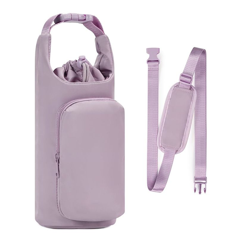 Bolsa feminina para garrafa de água com bolso para celular e alça de ombro ajustável_voghion.com