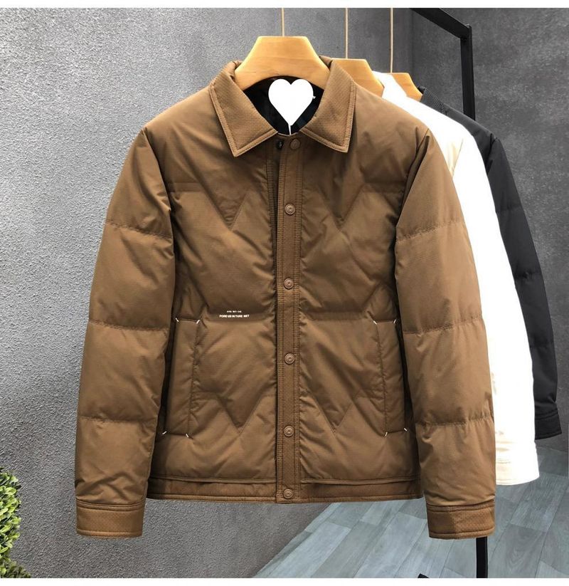 Men's Lightweight Winter Puffer Jacket With Notched Lapel, Stylish Short Coat, Thickened Insulation For Extreme Cold (-50°C), Black/White/Coffee_voghion.com