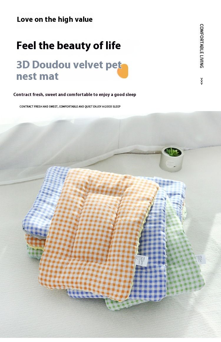 Pet bean plush cat kitten dog sleeping mat, fresh mattress, all-season universal litter mat_voghion.com