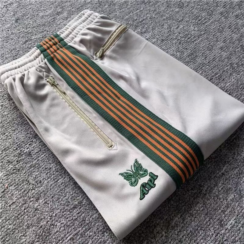 Freizeithose mit Schmetterlingsstickerei für Damen und Herren – leicht, atmungsaktiv, gestreiftes Design mit elastischem Bund, gerades Bein, sommerlicher Tragekomfort_voghion.com