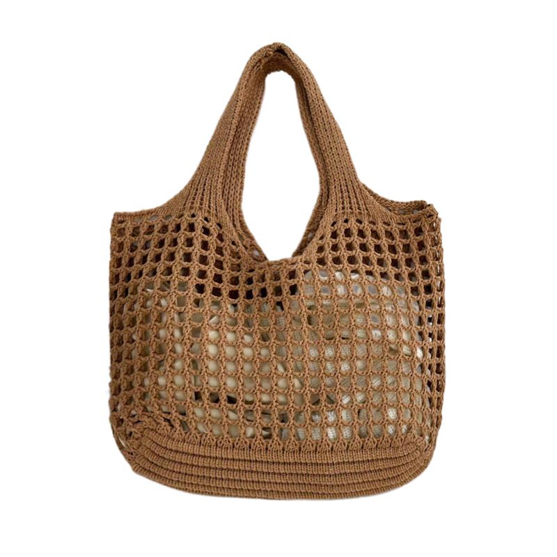 Vintage gewieft weiblech Strand Skelett Pendler Schëller Shopping Einfach Grouss Kapazitéit Gestrickte Tote Bag_voghion.com