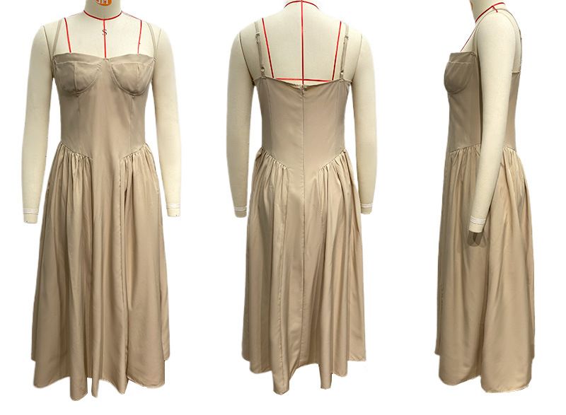 Gonna lunga estiva in stile palazzo francese, con abito a fascia e cintura, per donna_voghion.com