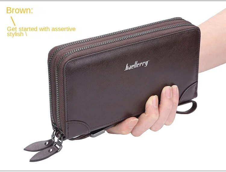 Portemonnee heren/modieuze nieuwe vintage portemonnee met lange clutch/dubbele ritssluiting_voghion.com