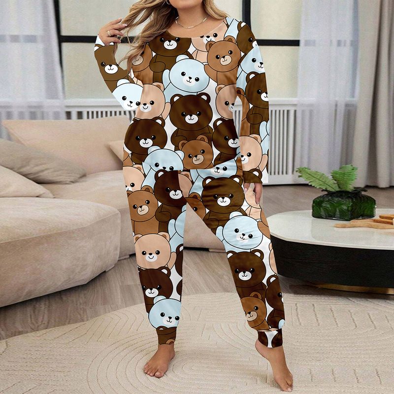 Herbst und Winter Neue Pyjamas Weibliche Niedliche Bären Lockere Und Bequeme Loungewear_voghion.com