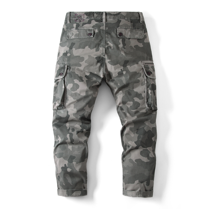 Otoño e invierno, pantalones de camuflaje sueltos con pies agrupados para hombres, pantalones sueltos de talla grande con múltiples bolsillos_voghion.com