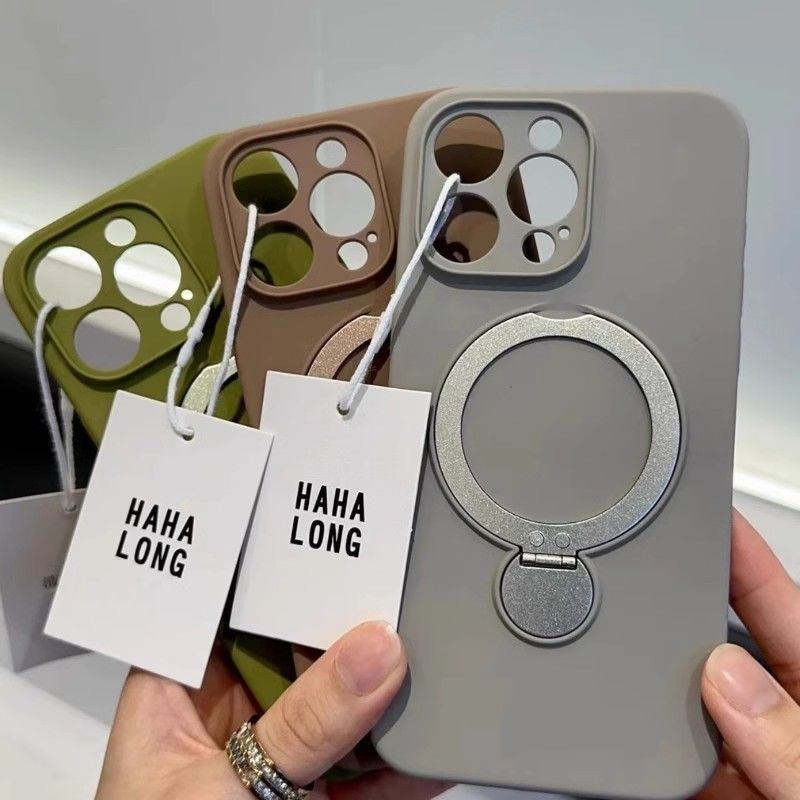 Liquid Silicone Ring Stand Holder Case Iphone 16 15 14 13 Pro Max For Magnetic Kickstand Lens Protection Matte_voghion.com