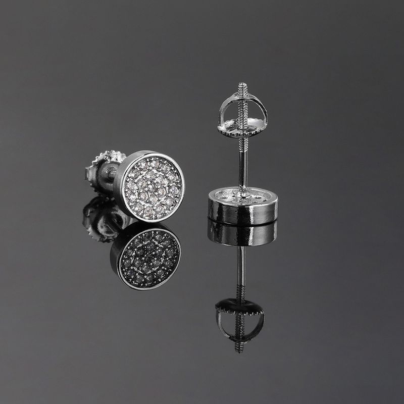 Orecchini unisex da strada rotondi con filo di diamanti pieni, orecchini versatili alla moda da uomo, orecchini in zircone placcati in oro, vendita calda_voghion.com