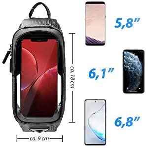 ROCKBROS Sacoche de cadre de vélo Sacoche de vélo Sacoche pour téléphone portable 6,8'' Hydrofuge 1,7 L Noir_voghion.com