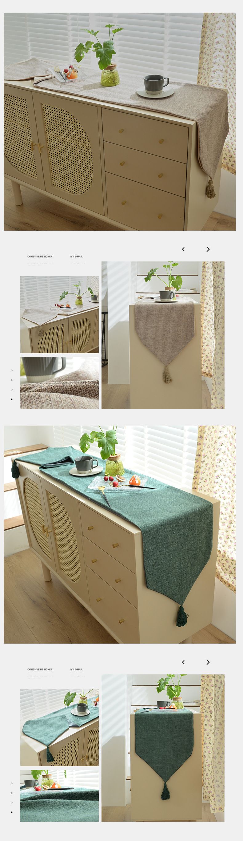 Luxuriöser Tischläufer aus Poly-Baumwolle mit Fransen – Wendbares, einfarbiges Dekor für Esstisch, Eingangsbereich, Couchtisch und Konsole (33 x 180 cm/210 cm)_voghion.com