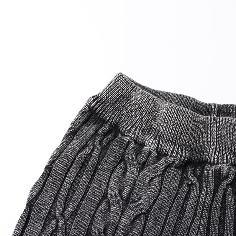 Pantaloni lunghi intrecciati in maglia elastica a vita media, stile retrò, autunno inverno 2025, nuovi, tinta unita_voghion.com