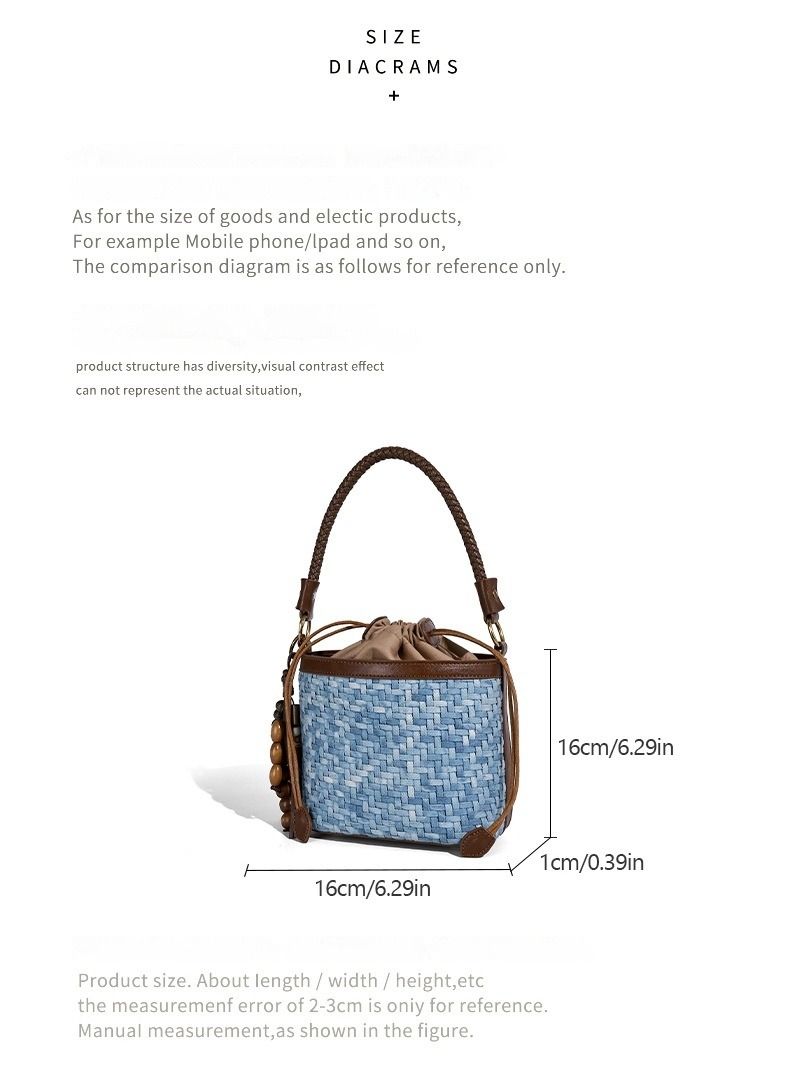 Borsa a tracolla alla moda, borsa a tracolla in denim blu intrecciato con design di nicchia, borsa a mano 2025, nuova borsa hobo retrò carina alla moda._voghion.com