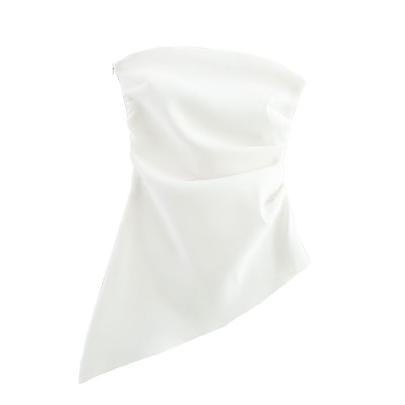 Ropa de mujer Nuevo estilo Ropa de mujer Moda clásica Top plisado asimétrico_voghion.com