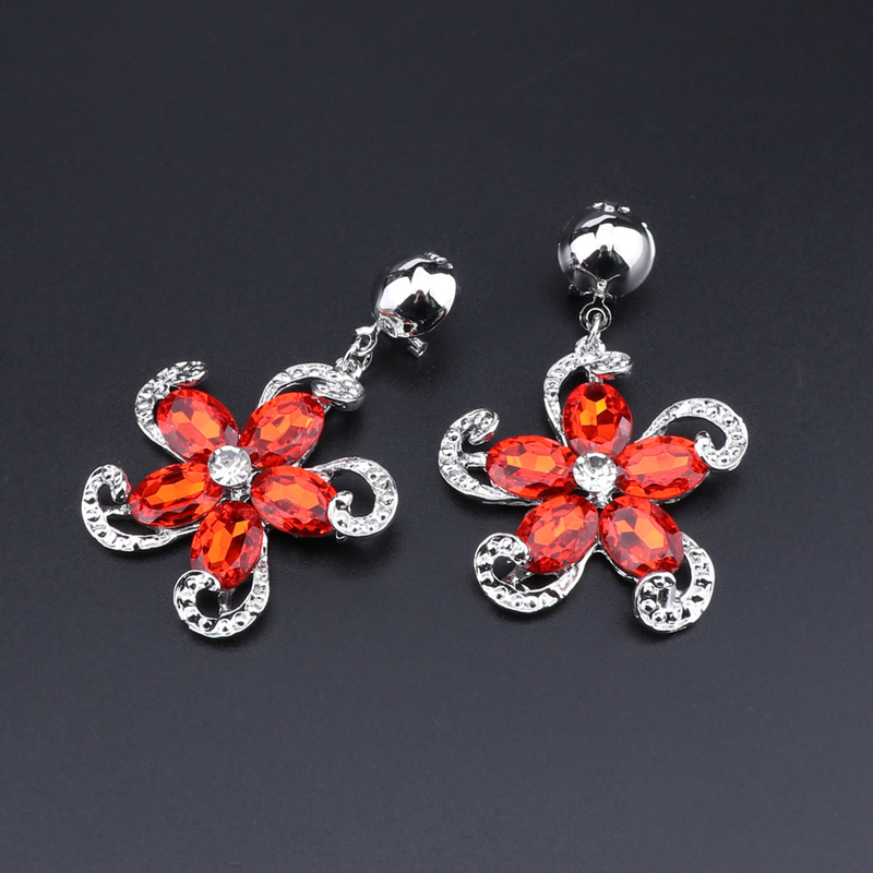 Crystal Statement bloemenketting voor dames, oorbellen, feestcadeau, sieradenset voor trouwjurk_voghion.com