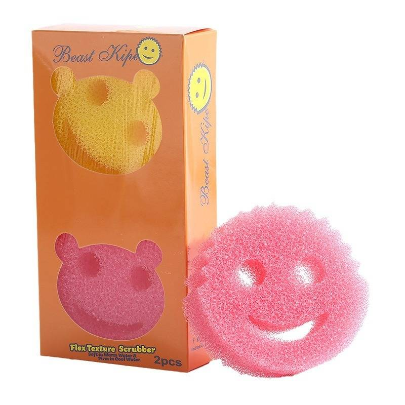 Spugna magica creativa con faccina sorridente, spugna di luffa, spugna a nido d'ape, pulizia della cucina, cotone per lavare i piatti_voghion.com