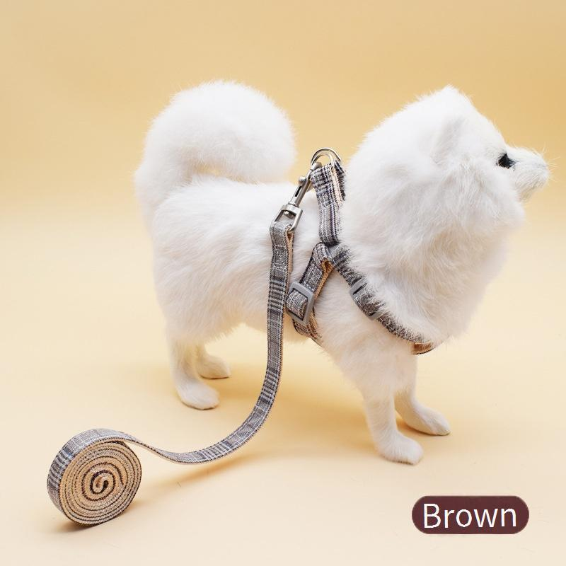 Pet Products New Large Plaid Dog Traction Rope Chest Harness Set Small And Medium Dogs Adjustable Pet Supplies Dog_voghion.com