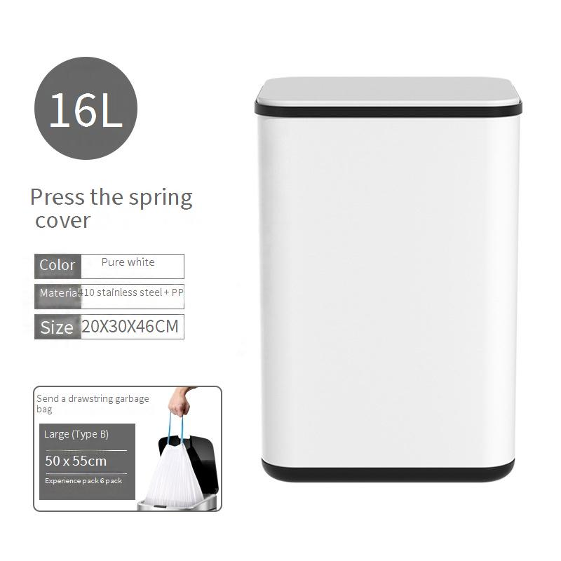 Household Cleaning Narrow Slit Push Type Stainless Steel Trash Can With Lid Bedroom Double Layer Pop Up Lid Toilet_voghion.com