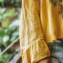 Camisa estampada de un solo hombro para mujer, blusa informal de verano para vacaciones al aire libre_voghion.com