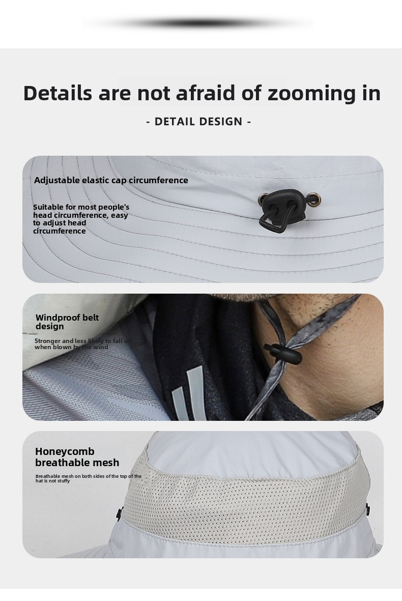 Cappello da sole a tesa larga da uomo con protezione UPF 50+ - Cappello estivo per pesca e attività all'aperto_voghion.com