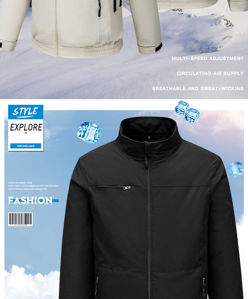 Kühlende Arbeitsjacke für Herren mit eingebautem Ventilator, wiederaufladbar, Sicherheitsarbeitskleidung für den Sommer zum Schweißen und Bauen – atmungsaktive Kleidung zum Wärmeabbau_voghion.com