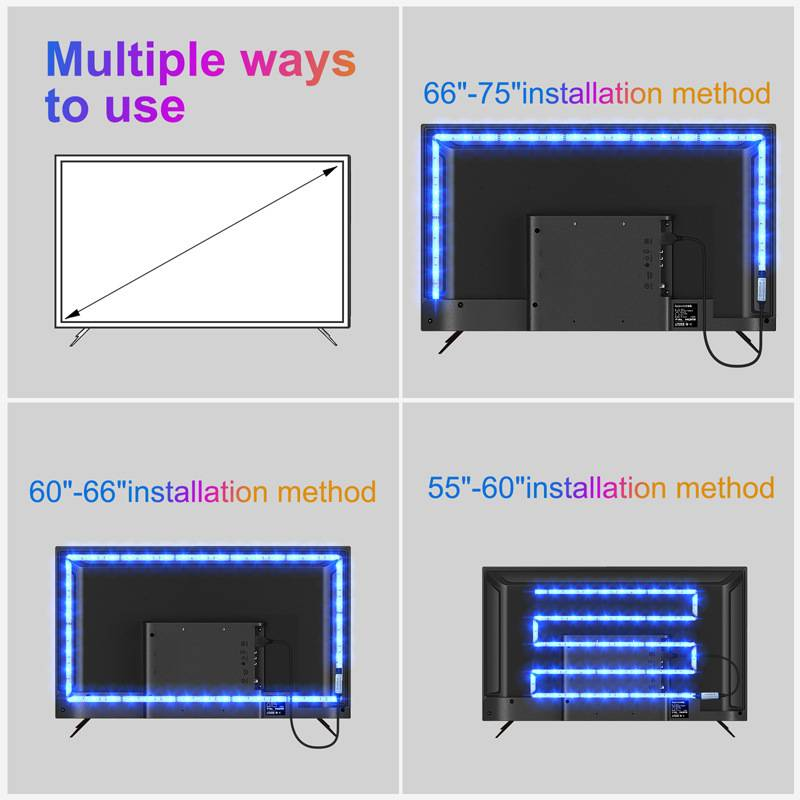 Smart RGB LED Strip Lights 5050 5V Bluetooth Music Sync, Waterproof TV Backlight, DIY Ambient Lighting For Home, Party, Gaming_voghion.com
