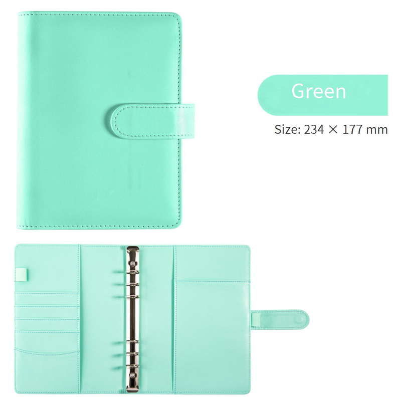 A5 Pastel PU Leather Binder Notebook – Refillable Planner With Zipper Pocket, Card Slots & Cash Holder – Premium Lined Journal For Work_voghion.com