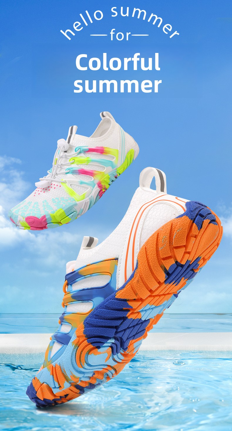 Scarpe da acqua unisex ad asciugatura rapida con suola antiscivolo - Calzini leggeri per nuoto, spiaggia, escursionismo e avventure all'aria aperta (nero/giallo/blu/viola)_voghion.com