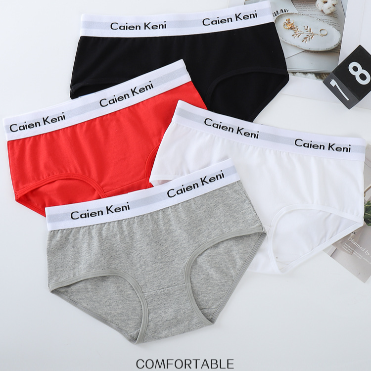 Slip da donna in cotone, morbidi e traspiranti, a vita media, con rifiniture con lettere, che sollevano i fianchi_voghion.com