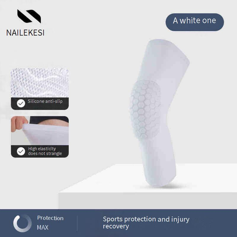 Ginocchiere da basket con protezione a nido d'ape - Traspiranti, antiscivolo, supporto esteso per uomini e donne - Ideali per corsa e sport (nero/bianco)_voghion.com