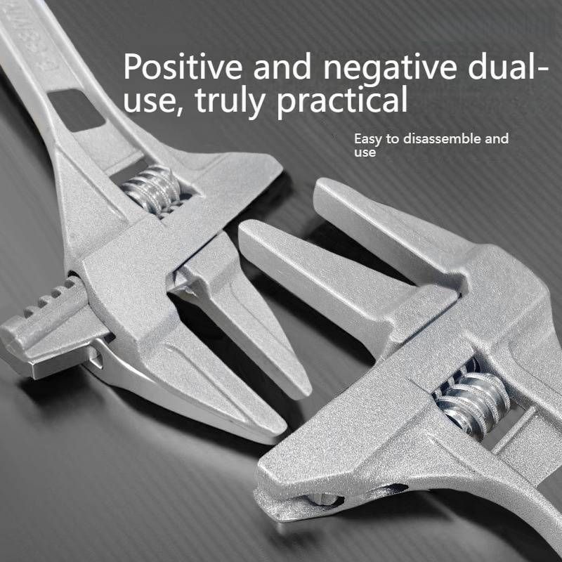 Multi-Purpose Wrench For Plumbing & Bathroom - Short Handle, Wide Jaw, Adjustable Spanner For Faucet Installation & Repair, Durable Iron Construction_voghion.com