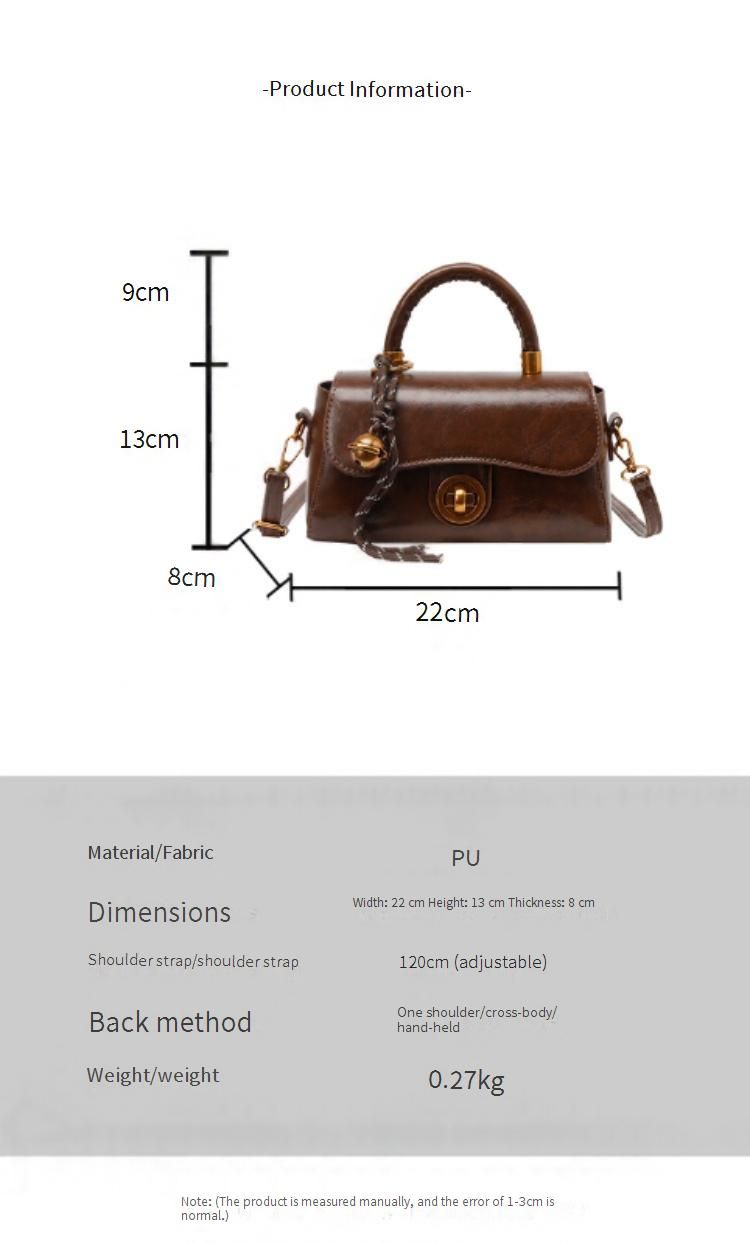Borsa a tracolla quadrata retrò da donna - Elegante borsa a tracolla in PU con tracolla staccabile, interno spazioso per gli oggetti essenziali quotidiani_voghion.com