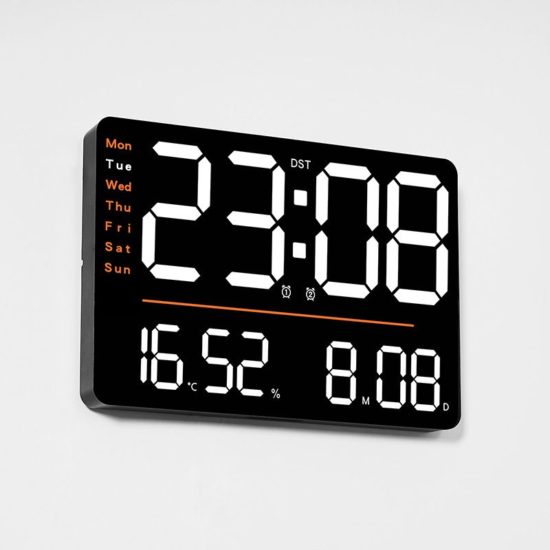 Modern LED Wall Clock With Temperature & Humidity Display - Large Digital Display, Multi-Function Alarm Clock For Living Room, Bedroom,_voghion.com