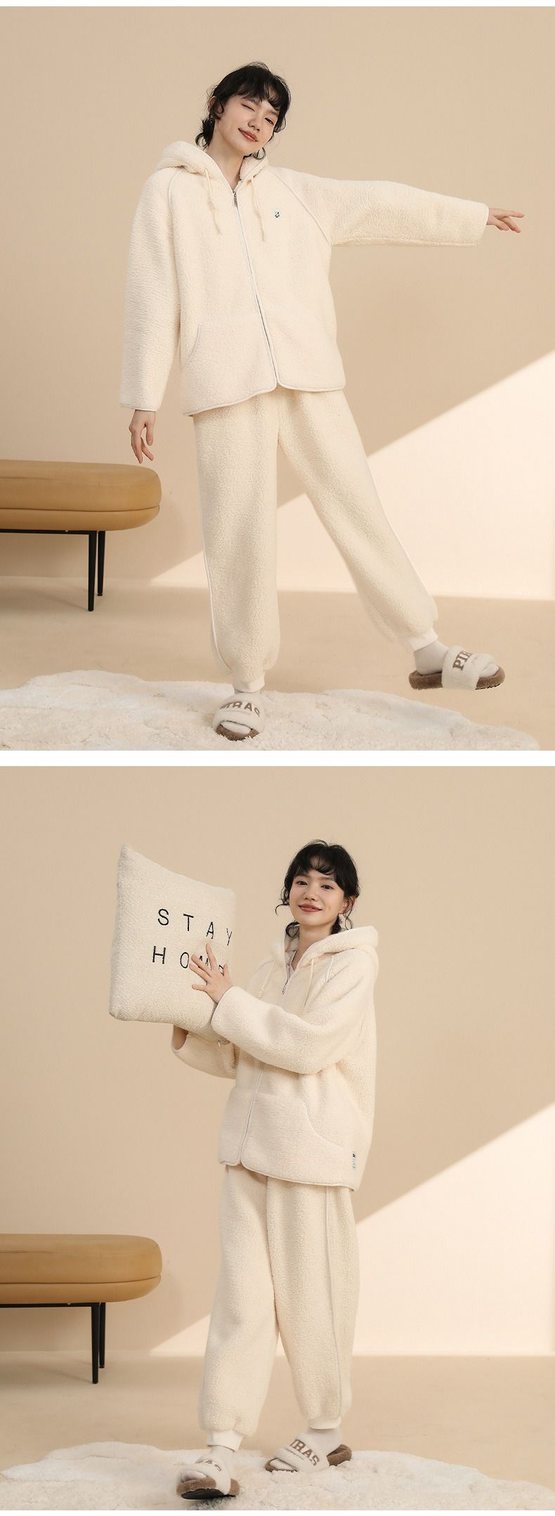 Winter New Sheep Cake Plush Thickened Autumn And Winter Collection For Men And Women Couples With Plush Thickened Pajama Set--Women's_voghion.com