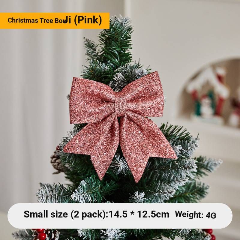 Elegant Christmas Bow Decorations – Premium Fabric Tree & Wall Hangings For Festive Home & Store Displays (White/Pink/Red/Gold/Silver/Champagne)_voghion.com