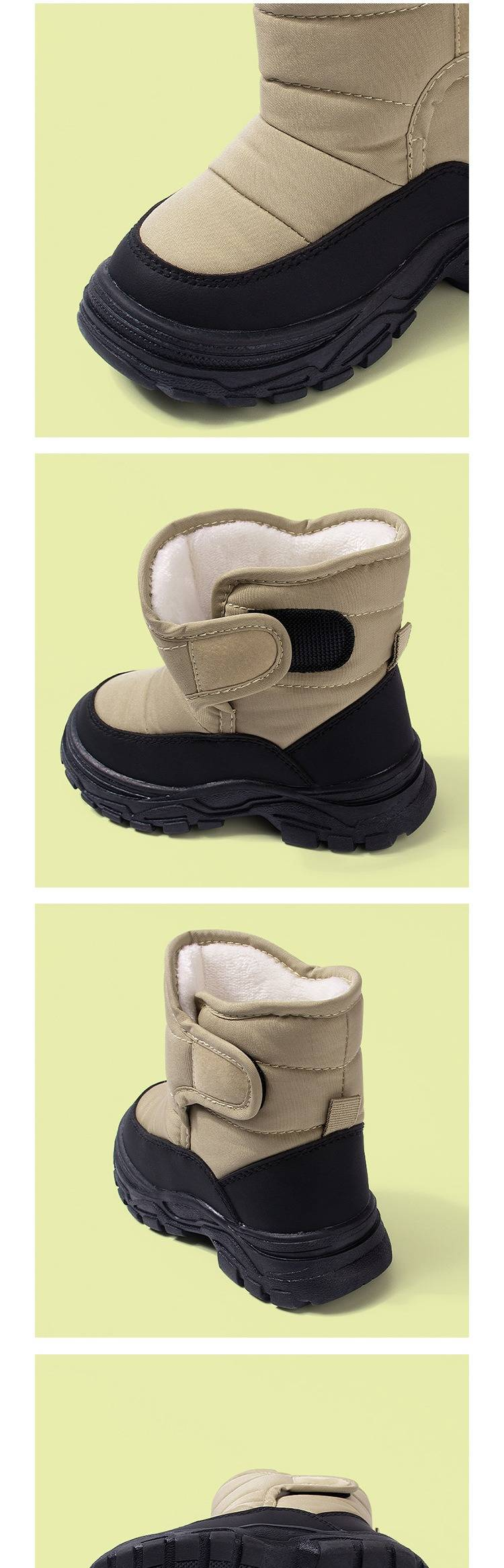 Winterstiefel für Kinder – Warme, fleecegefütterte und wasserabweisende Schuhe (Schwarz/Beige/Rosa/Khaki) – Rutschfeste TPR-Sohle (Größen 26–32)_voghion.com